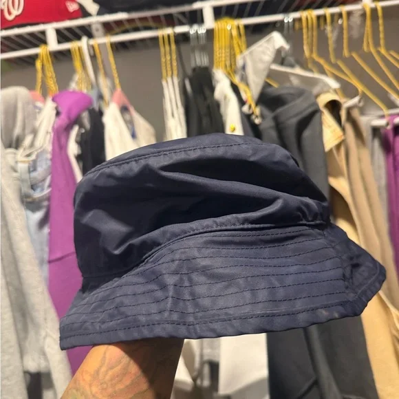 Chrome Hearts Dark Blue Bucket Hat with Yellow Cross